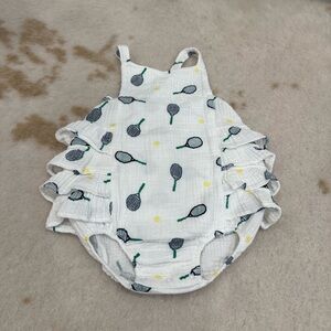 Angel Dear White Romper with Tennis Print